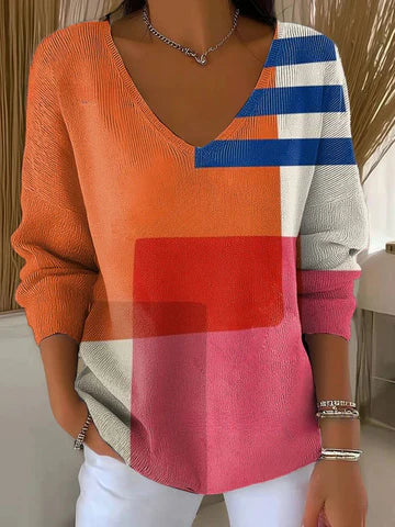 Béatrice – Colourful Jumper with V-Neck