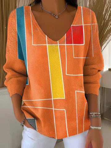 Béatrice – Colourful Jumper with V-Neck