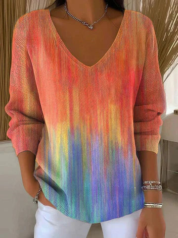 Béatrice – Colourful Jumper with V-Neck