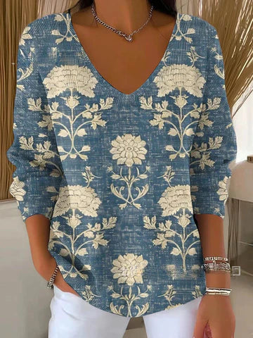 Béatrice – Colourful Jumper with V-Neck