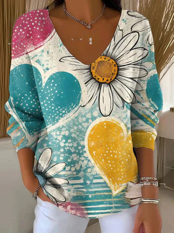 Béatrice – Colourful Jumper with V-Neck