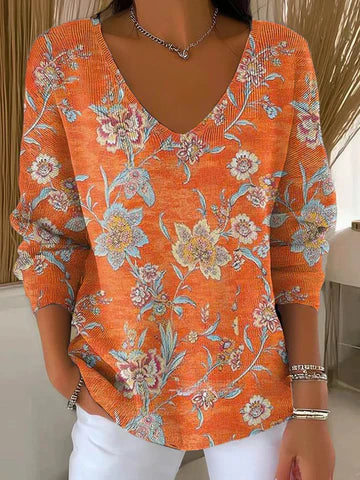 Béatrice – Colourful Jumper with V-Neck