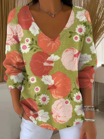 Béatrice – Colourful Jumper with V-Neck