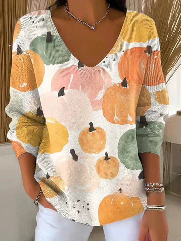 Béatrice – Colourful Jumper with V-Neck