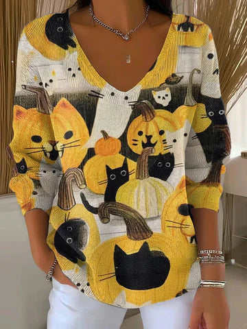 Béatrice – Colourful Jumper with V-Neck