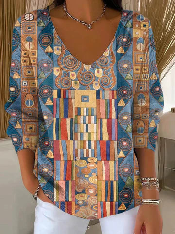 Béatrice – Colourful Jumper with V-Neck