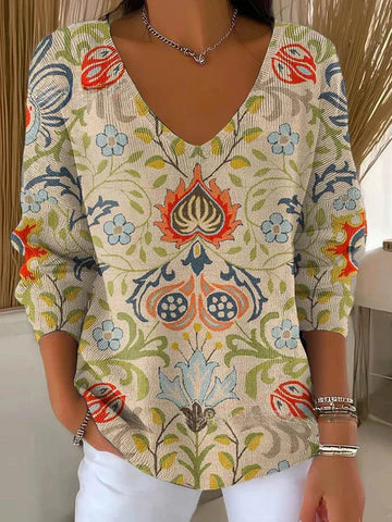 Béatrice – Colourful Jumper with V-Neck