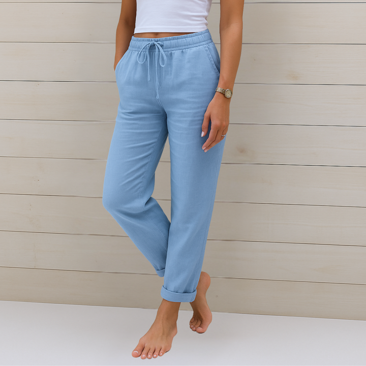 Zarita | Linen Trousers with Elastic Finish