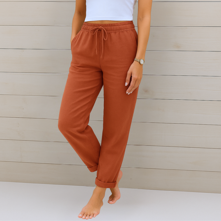 Zarita | Linen Trousers with Elastic Finish