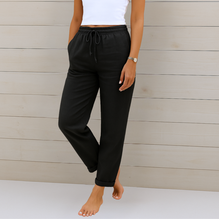 Zarita | Linen Trousers with Elastic Finish