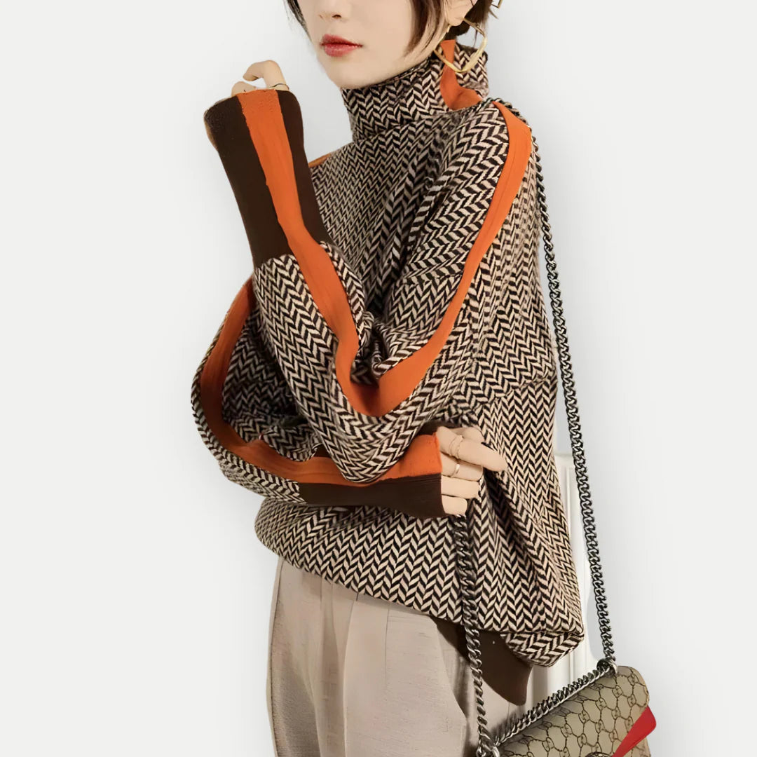 Lizzy | Striped High Collar Knit