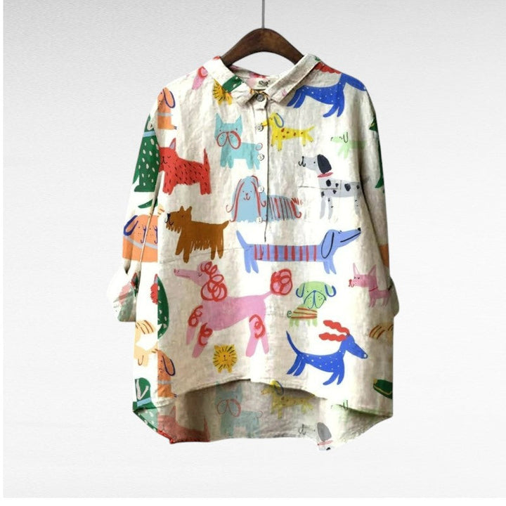 Lila Jane | Exclusive Women's Blouse with Dog Pattern