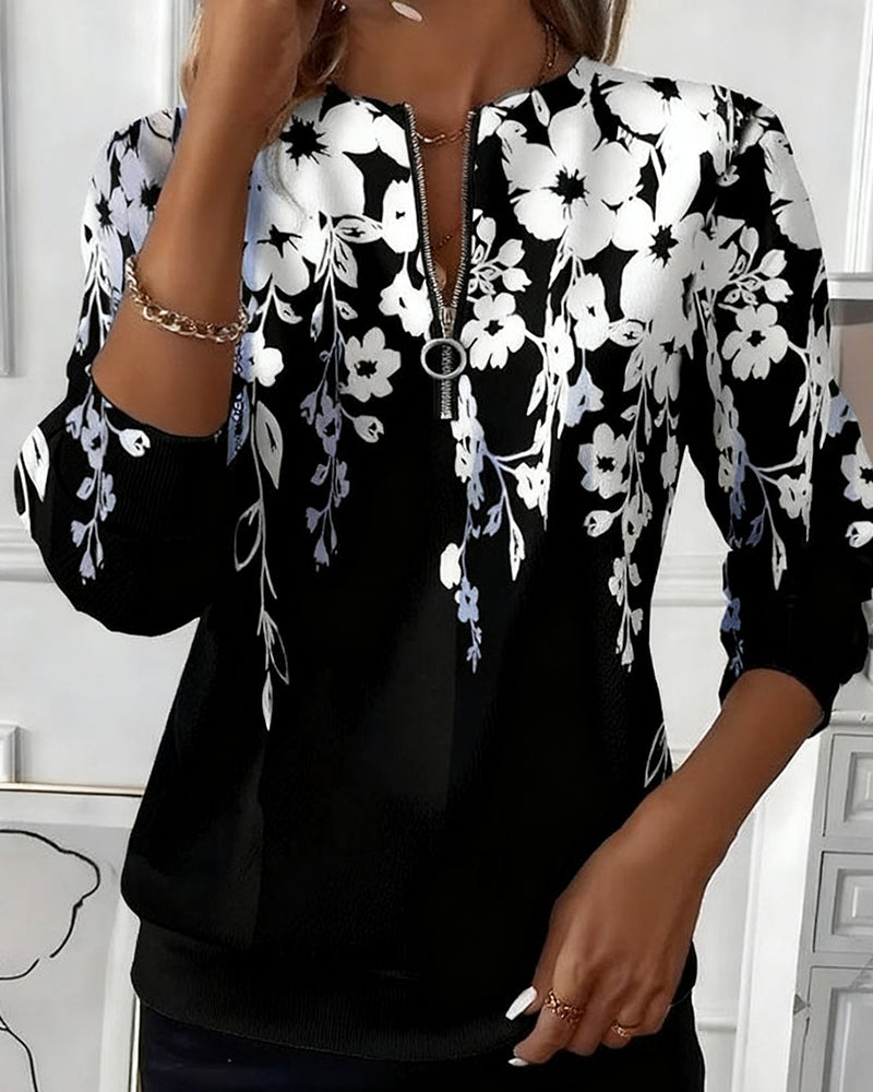 Darcy | Printed half zip with collar