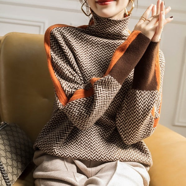 Lizzy | Striped High Collar Knit