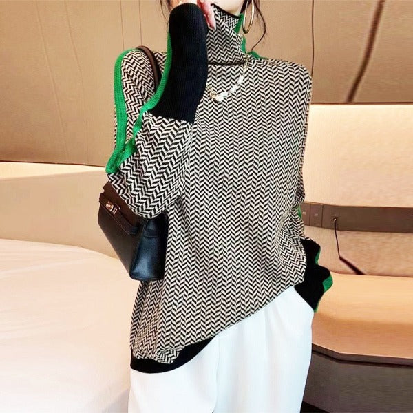 Lizzy | Striped High Collar Knit