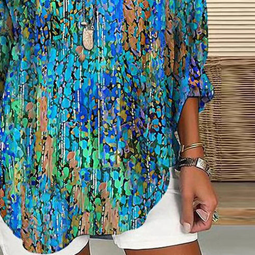 Sasha | Super fashionable green blouse with long sleeves and a V-neck