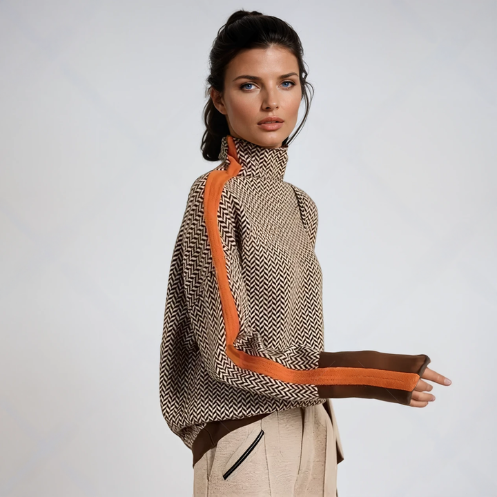 Lizzy | Striped High Collar Knit