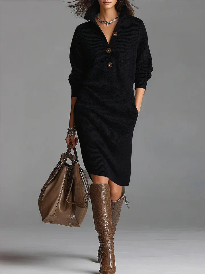 Lorey | Knitted Dress with Collar and Buttons
