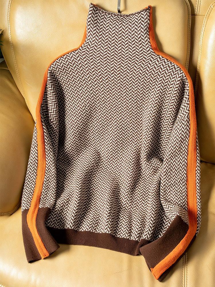 Lizzy | Striped High Collar Knit