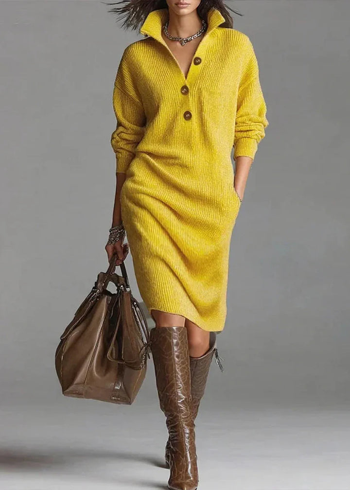 Lorey | Knitted Dress with Collar and Buttons